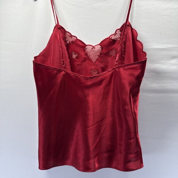 Valerie Steven’s Y2K‎ Cami Satin Cut Out Glam Club Solid Red Christmas Silky - Picture 6 of 9